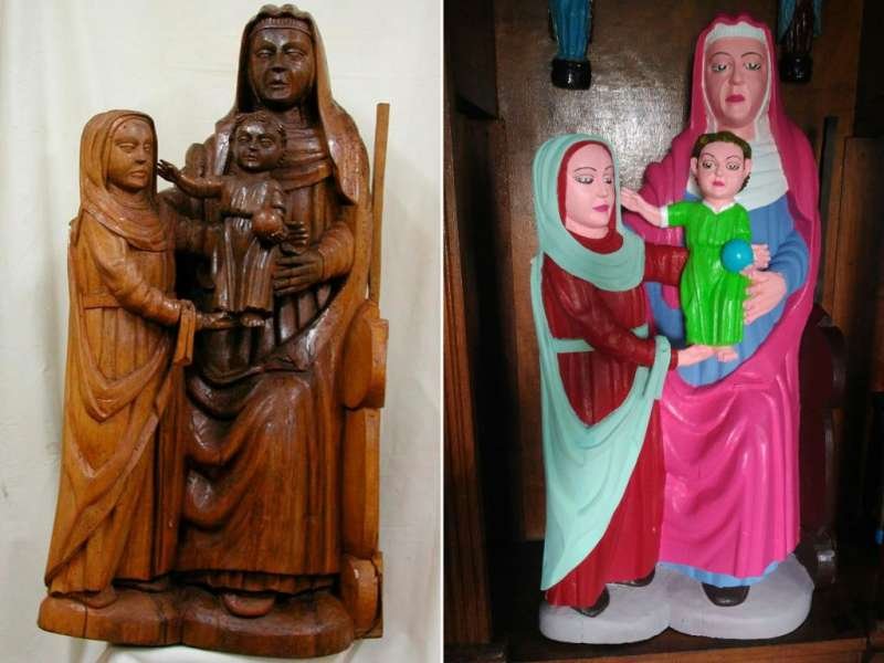 This picture shows a Romanesque statue after being 'restored' by a local woman of El Ranadoiro