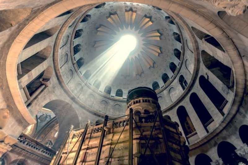 Christ's tomb within The Edicule (shrine) inside the Church of the Holy Sepulchre in Jerusalem