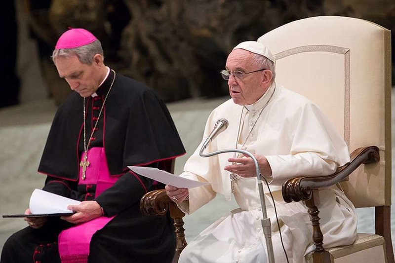 Pope Francis at the General Audience in the Vatican's Paul VI Hall