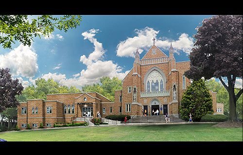 Rendering of the additions to the Dominican Sisters' Monastery of Our Lady of the Rosary in Summit