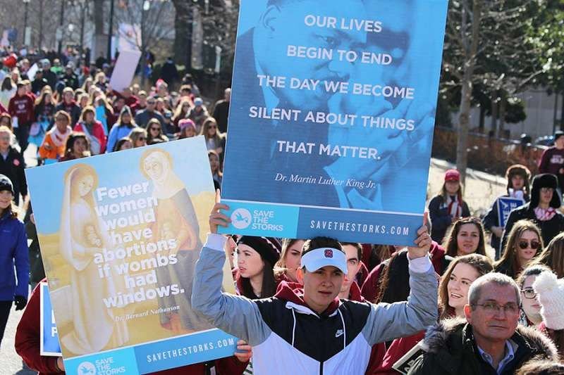 Pro-life advocates at the 45th annual March for Life in Washington