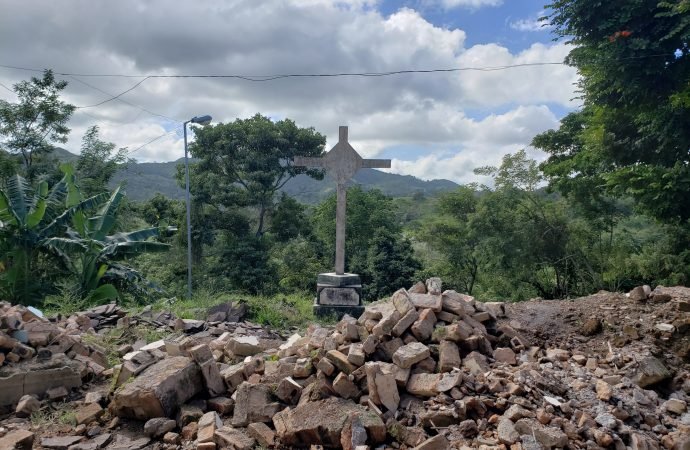 A cross seen on the site where a new church is being built in Nicaragua