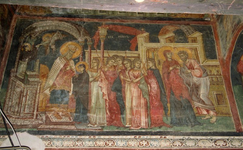 Fresco of the Presentation of the Virgin Mary from the Serbian Orthodox Church of the Entrance of the Virgin Mary into the Temple
