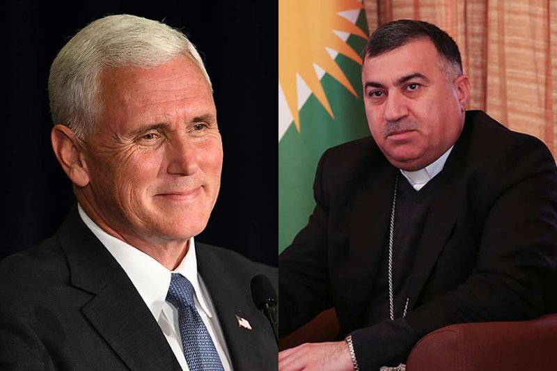 US Vice President Mike Pence. Credit: Gina Santa Maria/Shutterstock. Archbishop Bashar Warda. Credit: Daniel Ibanez/CNA.