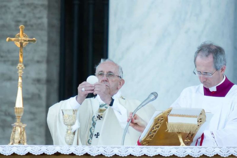 Pope Francis says Mass for Corpus Christi at the Basilica of St John Lateran in Rome