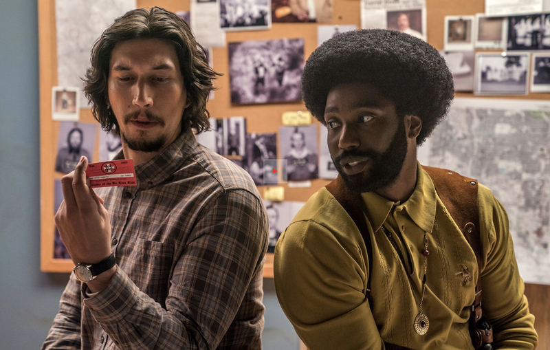 Adam Driver as Flip Zimmerman and John David Washington as Ron Stallworth in “BlacKKKlansman.” © 2018 FOCUS FEATURES