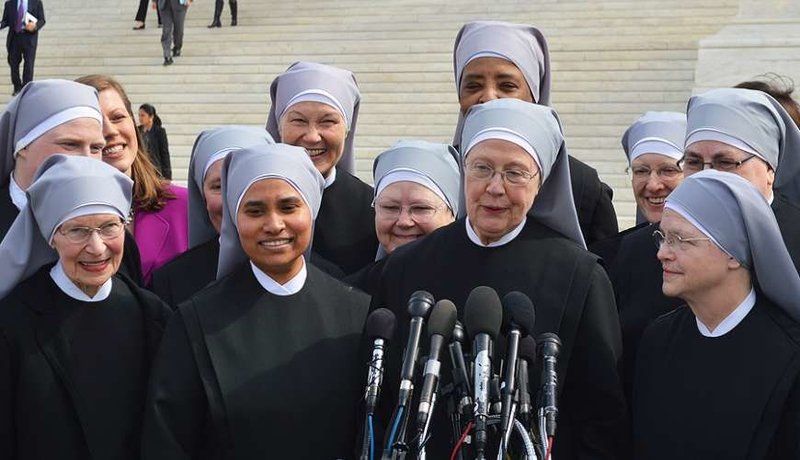 Little Sisters of the Poor outside the Supreme Court where oral arguments were heard on March 23