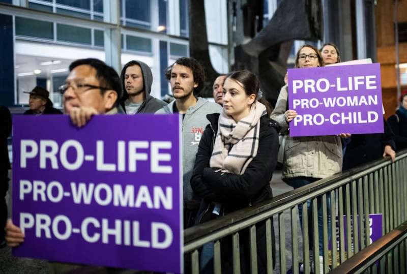 Pro-life rally opposing NSW abortion bill. Credit: James Gourley / Getty Images.