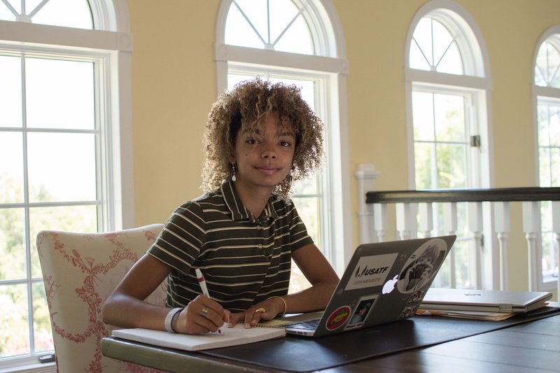 14-year-old Adrienne Usher at her home in Pasadena. (JOHN MICHAEL FILIPPONE)