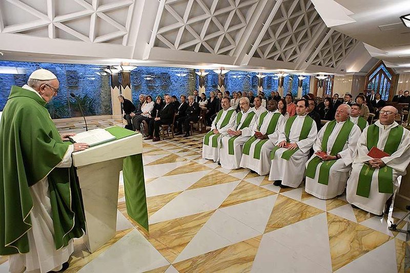 Pope Francis says Mass at the chapel of Casa Santa Marta in the Vatican
