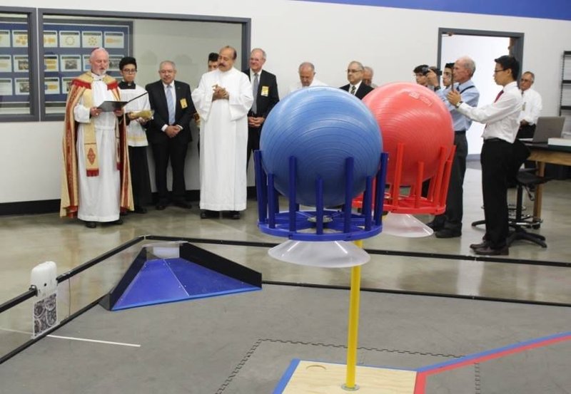 Dedication and blessing of the new Robotics Assembly and Competition Center at Bosco Tech on Sept. 8 by Bishop David G. O’Connell. (photo via facebook.com/weareboscotech)