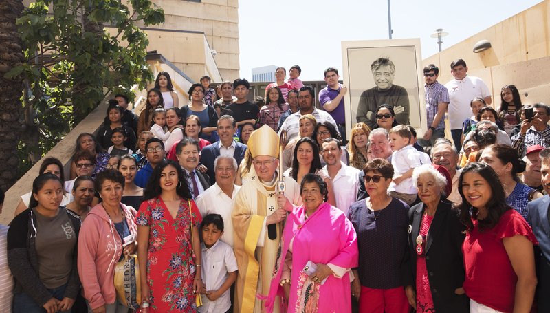 Archbishop Jose H. Gomez celebrates the legacy of Cesar Chavez in this year's annual Mass. Photo credit: VICTOR ALEMAN / ANGELUS NEWS.