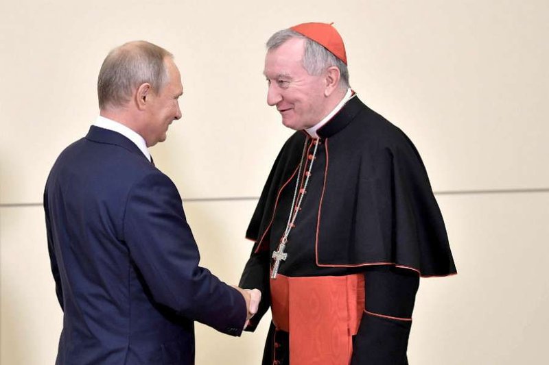 Russian president Vladimir Putin meets with Vatican Secretary of State Cardinal Pietro Parolin in SochiAug. 23