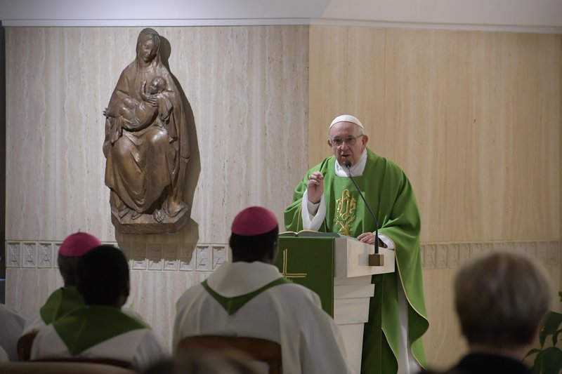 Pope Francis delivers the homily as he celebrates Mass Sept. 4 in the chapel of his residence