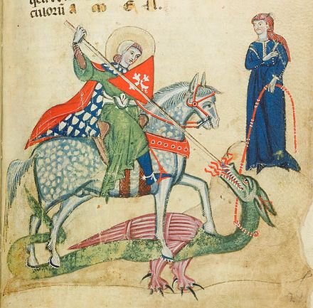 Miniature from a 13th-century Passio Sancti Georgii. (Wikipedia)