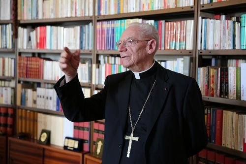 Cardinal Paul Poupard speaks with CNA in Rome