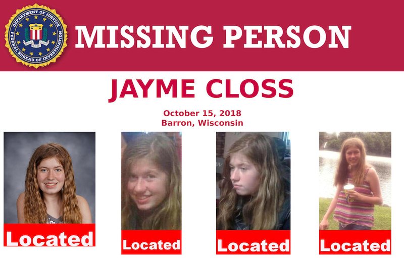 Wisconsin teen Jayme Closs is seen in this U.S. Federal Bureau of Investigation missing person poster. She had been missing for nearly three months after being kidnapped