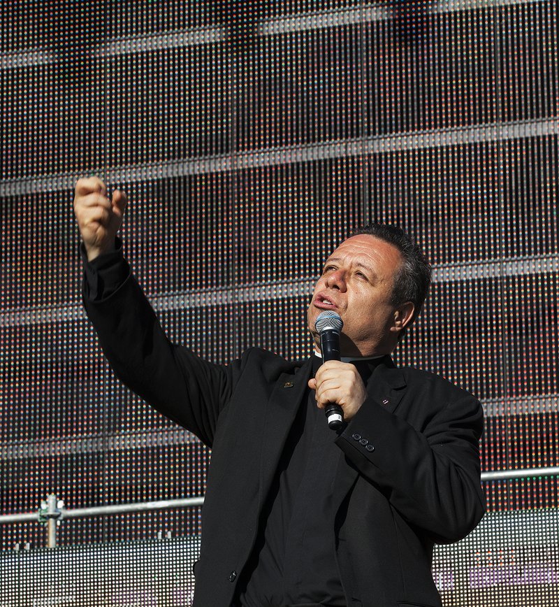 Msgr. Chavez speaks during the 2012 Guadalupe Celebration at the Los Angeles Memorial Coliseum. (VICTOR ALEMÁN)
