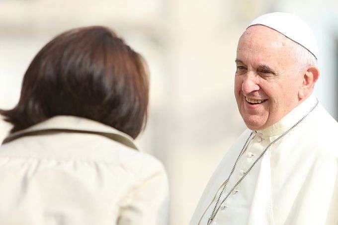 Pope Francis greets pilgrims during his Oct. 1