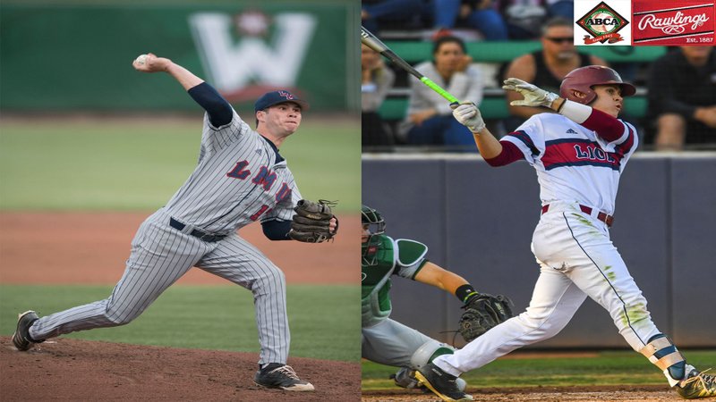 Pitcher Codie Paiva and first baseman Trevin Esquerra earned ABCA West Region second team honors for 2019. (LMU ATHLETICS)