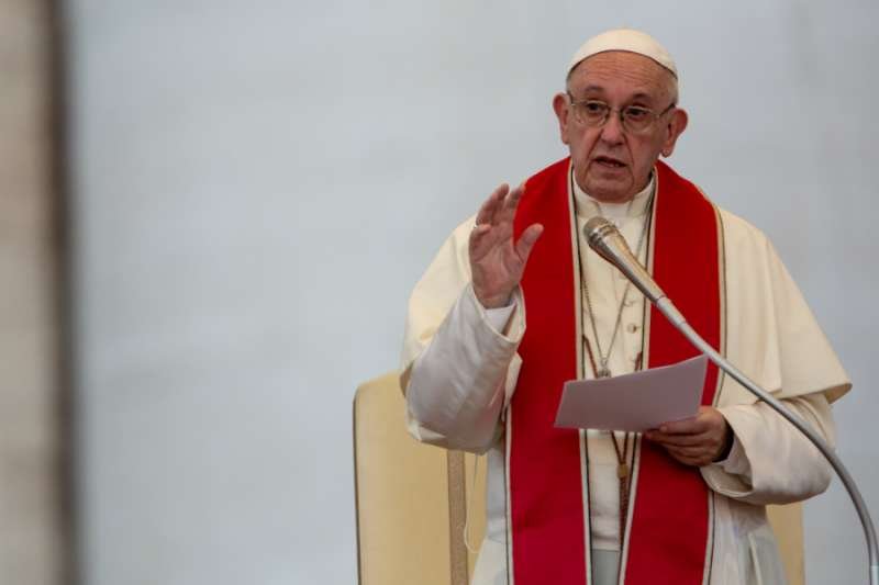 Pope Francis preaches at Vespers during a meeting with the 12th international pilgrimage of altar serves in St. Peter's Square