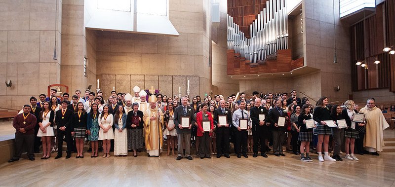 A total of 76 high school seniors and 10 teachers were honored during this year’s Christian Service Awards Mass on March 14 at the Cathedral of Our Lady of Angels in Downtown L.A. (photo/Victor Alemán)