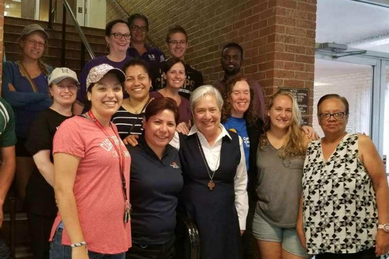 Sister Norma Pimentel with volunteers and staff. Credit: Catholic Social Services of Columbus