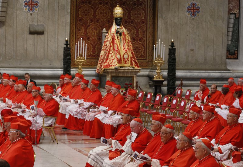 Cardinals attend a consistory led by Pope Francis to create new cardinals in St. Peter's Basilica at the Vatican in this June 28