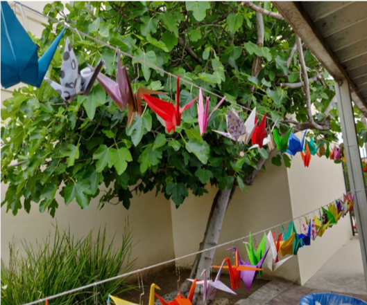 Cranes hang at St. John the Evangelist Church in honor of "Keep Kids Safe Month." (PHOTO COURTESY ST. JOHN THE EVANGELIST)
