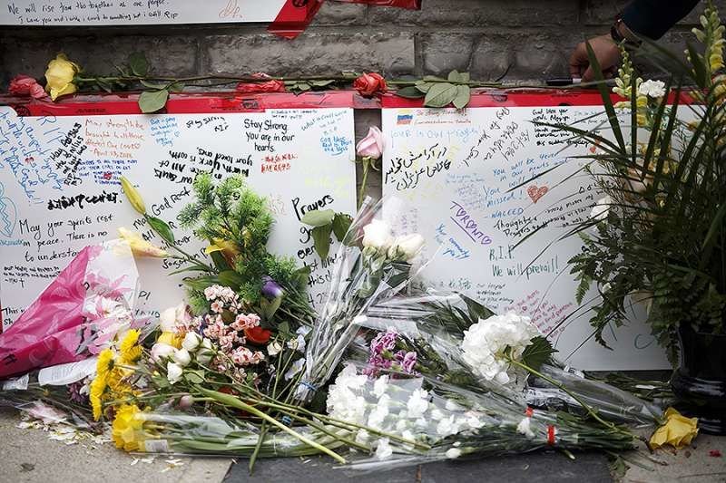 A memorial for victims of yesterday's crash on Yonge St. at Finch Ave. in Toronto