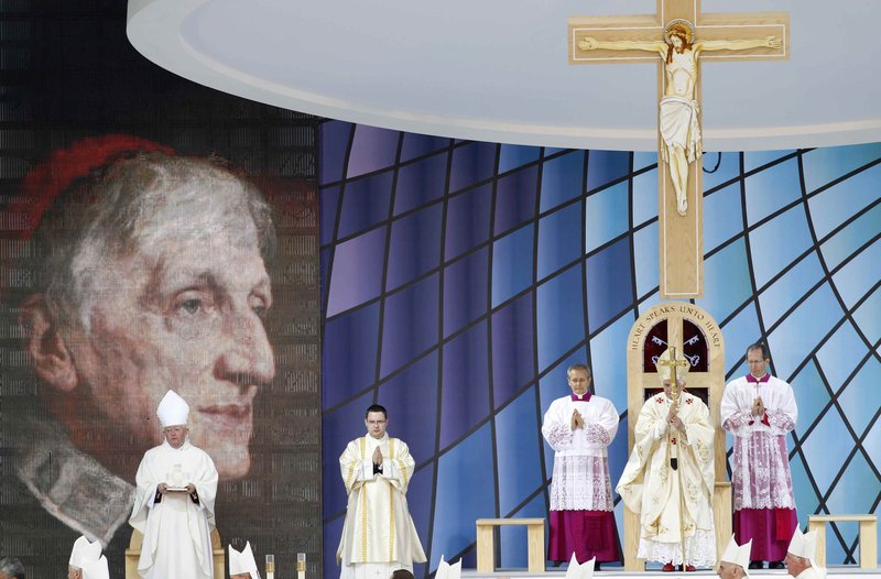 Pope Benedict XVI leads Mass and the beatification of Cardinal John Henry Newman at Cofton Park in Birmingham, England, Sept. 19, 2010. (Andrew Winning/Catholic News Service, Reuters)