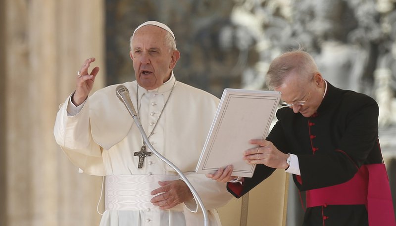 Pope Francis delivers his blessing as he leads his general audience in St. Peter's Square at the Vatican Oct. 9, 2019. (CNS photo/Paul Haring)