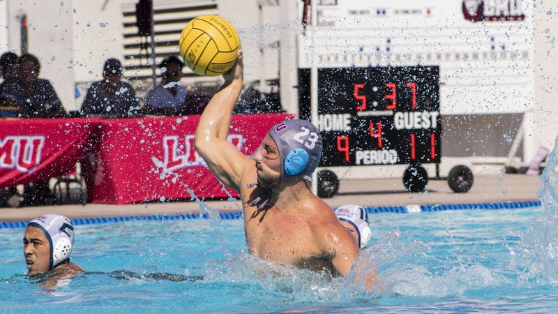 LMU sophomore Blazo Mitrovic from Montenegro scored eight goals in the Lions’ 16-14 win over Air Force Oct. 19. (LMU Athletics)