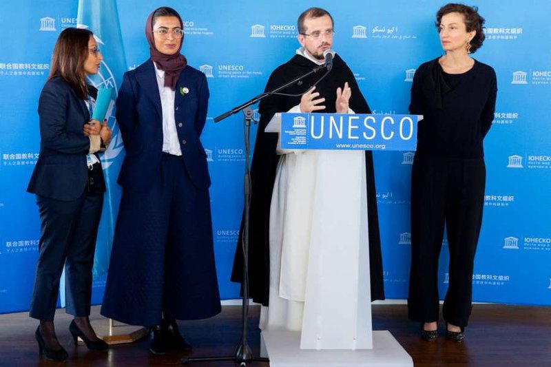 Brother Nicolas Tixier, O.P., speaks at the signing of an agreement between the UAE and UNESCO, Oct. 10, 2019. (UNESCO/Christelle Alix/Flickr, CC BY-NC-ND 2.0 via CNA)