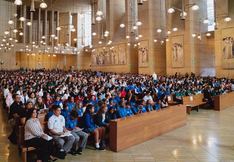 More than 3,000 students from schools around the Archdiocese of Los Angeles attended the 2019 Missionary Childhood Association Mass Oct. 16. (ISABEL CACHO)