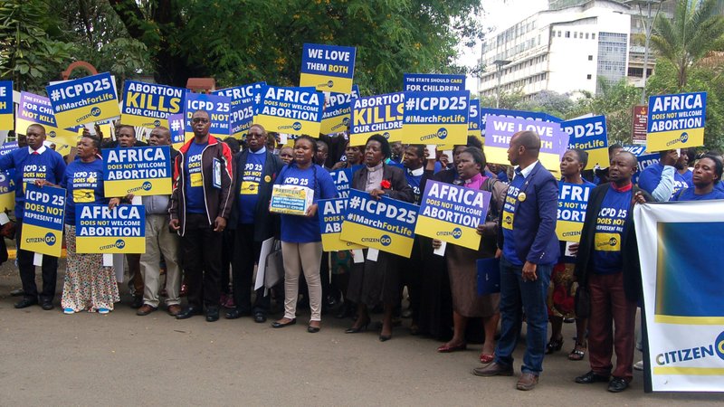 Pro-life advocates demonstrate in Nairobi, Kenya, Nov. 11, 2019. (CNS photo/Fredrick Nzwili)