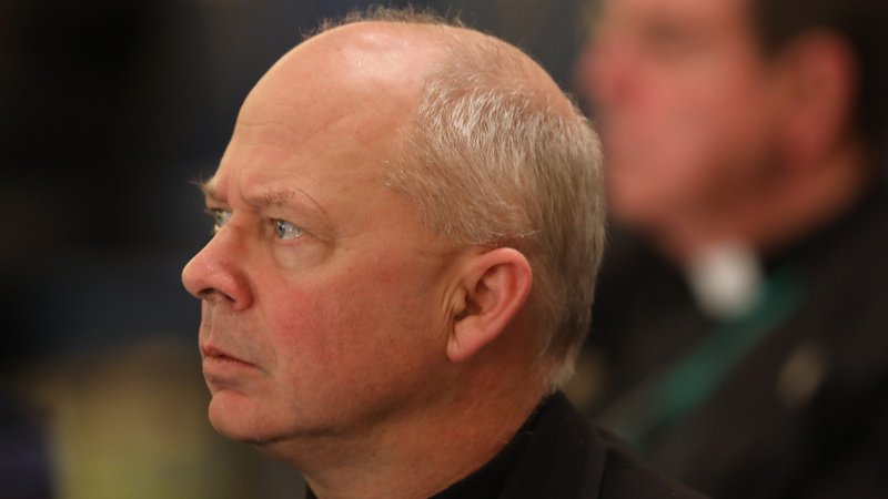 Bishop Chad W. Zielinski of Fairbanks, Alaska, listens to a speaker during the fall general assembly of the U.S. Conference of Catholic Bishops in Baltimore Nov. 11, 2019. (CNS photo/Bob Roller)