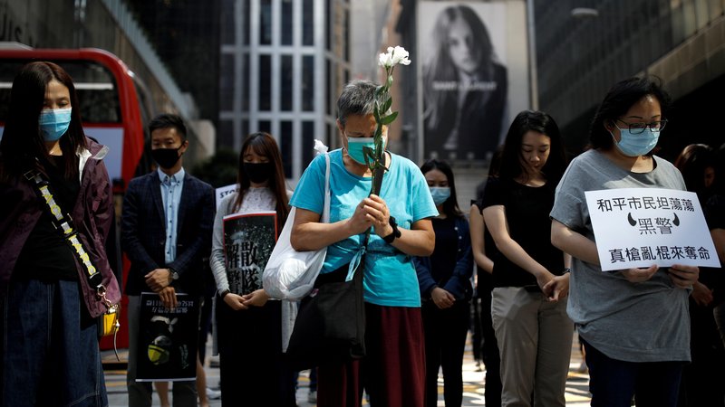 People in Hong Kong attend a rally Nov. 8, 2019, after news broke that a university student died earlier that same day. (CNS photoAhmad Masood, Reuters)
