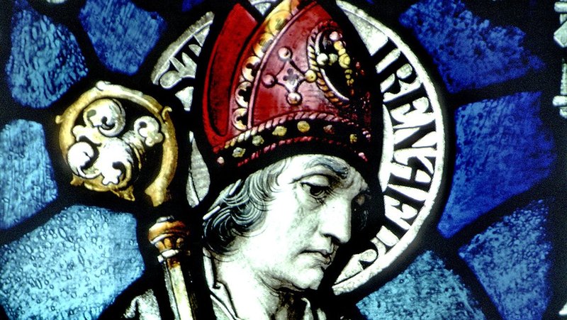 The likeness of St. Irenaeus is seen at the Basilica of Our Lady Immaculate in Guelph, Ontario. The U.S. bishops Nov. 12, the second day of their fall general assembly in Baltimore, added their assent to a call to have the saint declared a doctor of the church. (CNS photo/The Crosiers)