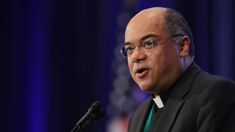 Bishop Shelton J. Fabre of Houma-Thibodaux, La., chair of the U.S. Conference of Catholic Bishops' Ad Hoc Committee Against Racism, speaks during the fall general assembly of the U.S. Conference of Catholic Bishops in Baltimore Nov. 13, 2019. (CNS photo/Bob Roller)