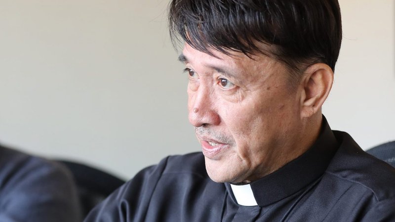 Oblate Father Romeo Saniel, apostolic administrator of the Vicariate of Jolo, Philippines, speaks during a Nov. 21, 2019, interview in Washington. (CNS photo/Bob Roller)