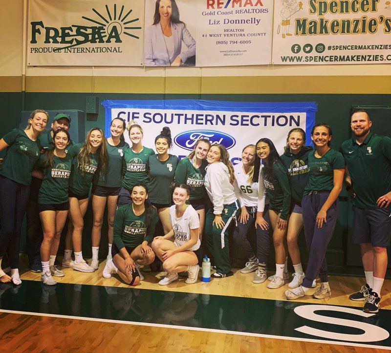 St. Bonaventure girls' volleyball team after their win, advancing them to the SoCal semifinals. (St. Bonaventure High School/Facebook)