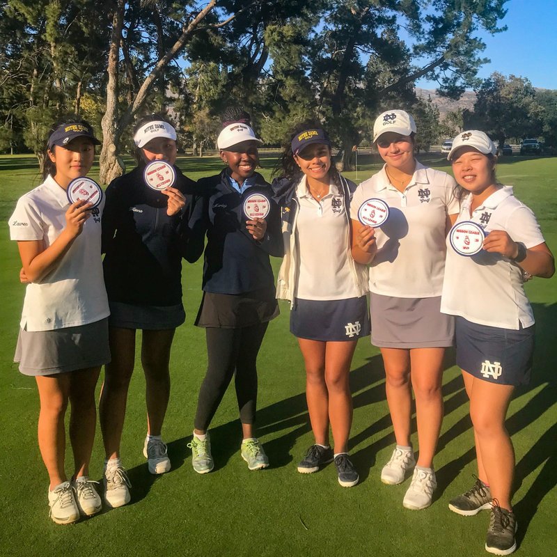 The girls’ golf team of Notre Dame/Sherman Oaks placed second in the CIF-SCGA Northern Division Regional. (Notre Dame HS)