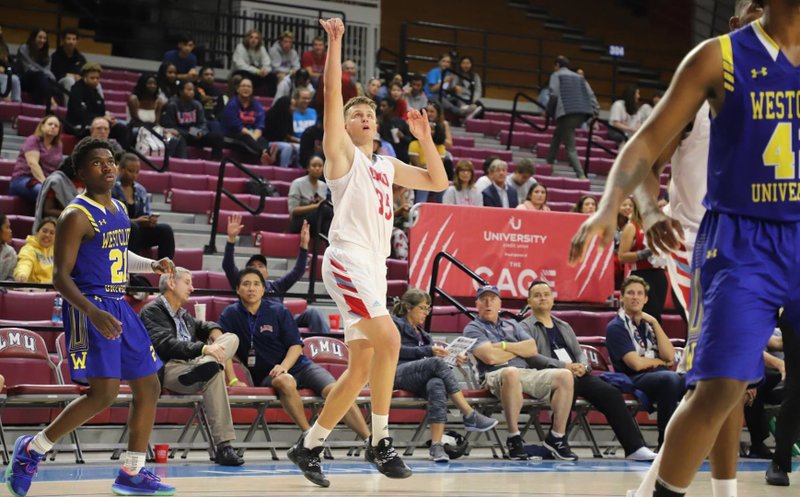 Sophomore Ivan Alipiev from Bulgaria scored 25 points to lead LMU’s season opening win over Westcliff Nov. 5 at Gersten Pavilion. (LMU Athletics)