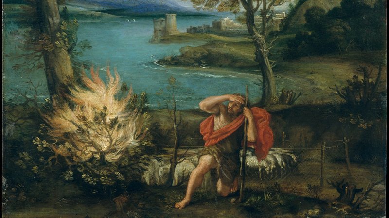 "Landscape with Moses and the Burning Bush," 1610–16, Domenichino. (METROPOLITAN MUSEUM OF ART)