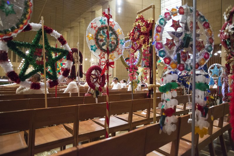 The Cathedral of Our Lady of the Angels is decorated for Simbang Gabi in 2016. (Victor Aléman)