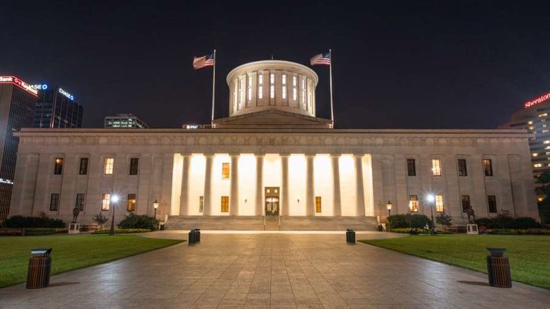 Facade of Ohio Capital building at night in Columbus, Ohio. (Paul Brady/Shutterstock via CNA)