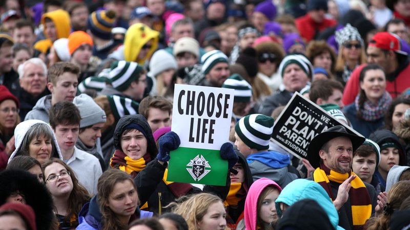Pro-life advocates attend the annual March for Life in Washington Jan. 27. "Love Saves Lives" will be the theme for the 2018 March for Life Jan. 19. (CNS photo/Tyler Orsburn)