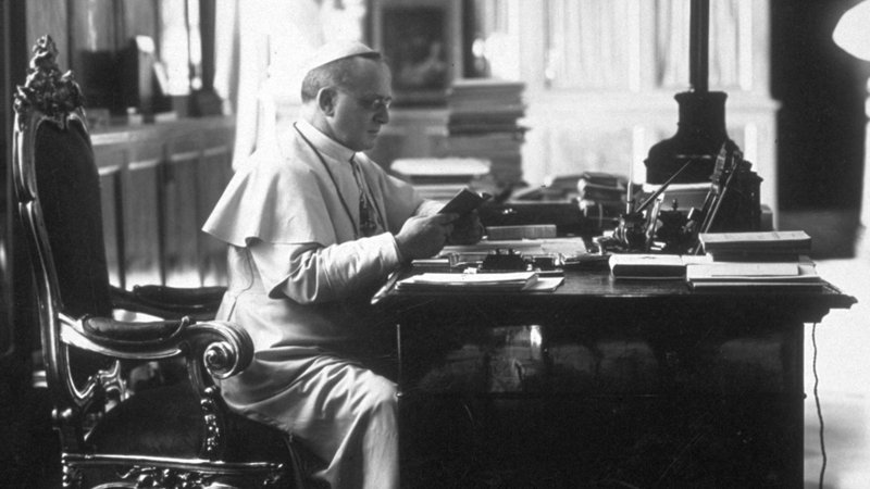 Pope Pius XI is seen in a publicity still from the documentary "Holy Silence." The film examines whether Jewish lives would have been saved had Pope Pius XI or his successor, Pope Pius XII, issued a statement urging the protection of Jews in Axis-held Europe. (CNS photo/PerlePress Productions)
