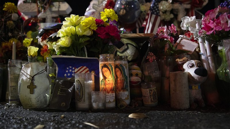 A memorial in El Paso, Texas, is seen near the site of the Aug. 3, 2019, Walmart mass shooting during a visit by U.S. bishops and others Sept. 26. Amid the multiple mass shootings that took place in the U.S. during 2019, Catholic leaders spoke out against them, urged legislators to make changes to put a stop these actions and asked Catholics to pray and work toward possible solutions. (CNS photo/Tyler Orsburn)